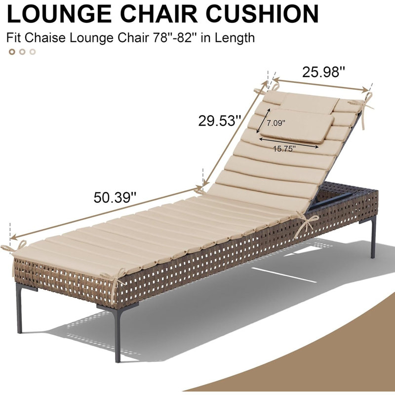 Products Chaise Lounge Cushion Outdoor Set of 2
