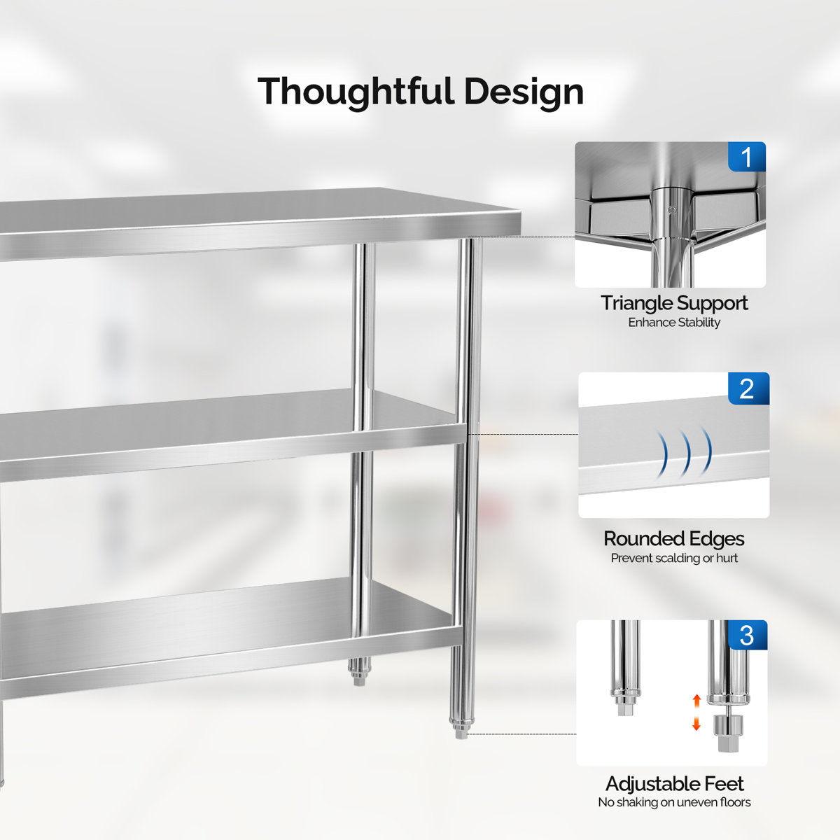 Prep & Savour Stainless Steel Height-Adjustable Workbench & Reviews ...