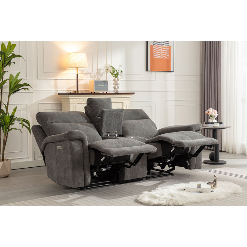 Causeuse inclinable électrique 78 po, Mélange de polyester gris