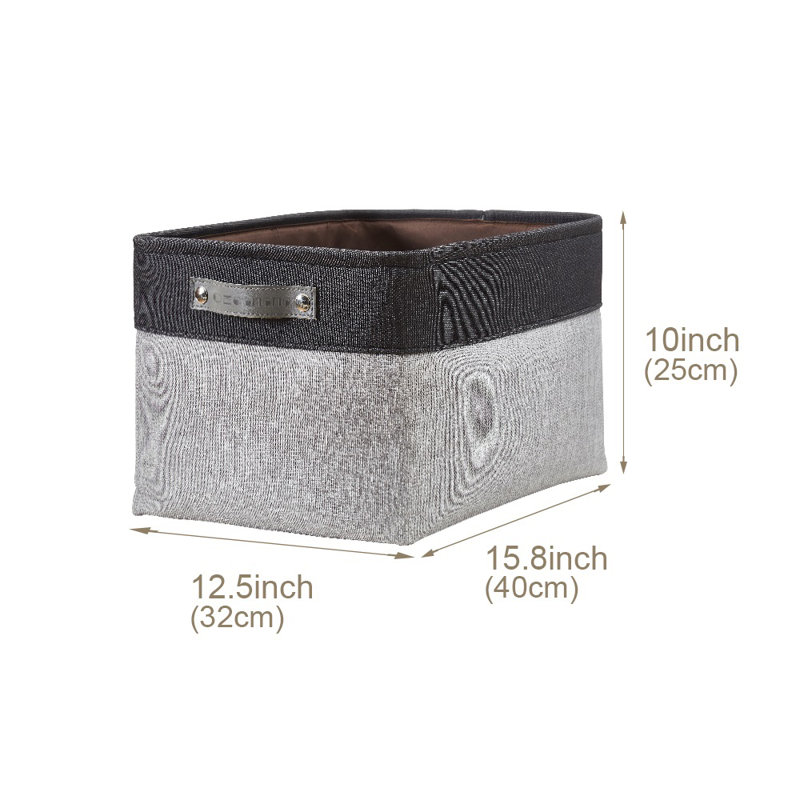 Bac de rangement en tissu XL, Gris / Noir, 3