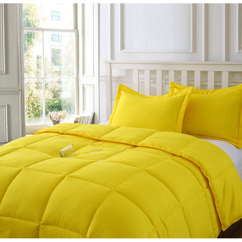 Modern & Contemporary Polyester Comforter, Twin Comforter + 1 Standard Sham, Yellow