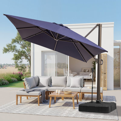 153''  X 116'' Outdoor Cantilever Umbrella with Easy-Move Base | One-Person Mobility