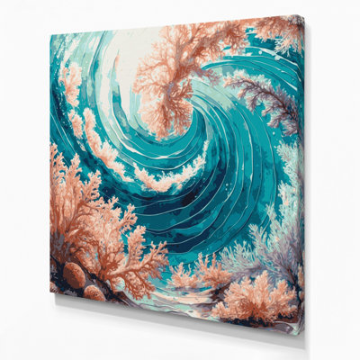 Coastal Coral Reef Colours Grey Canvas Wall Art