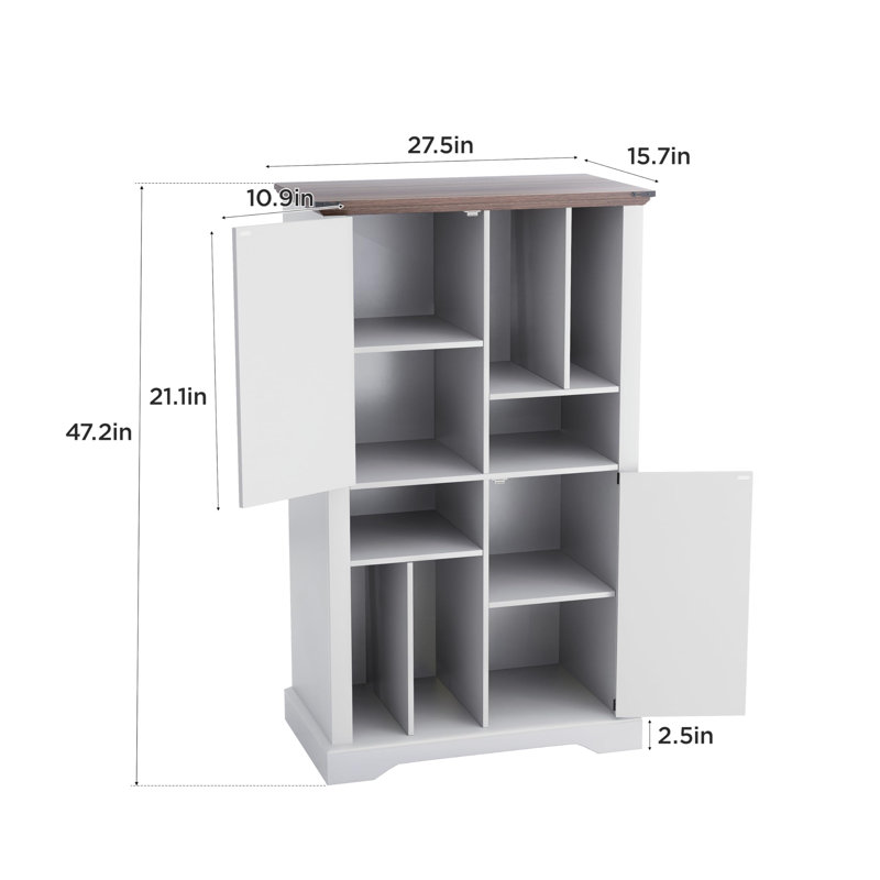 47" Farmhouse Bookshelf With Barn Doors, White