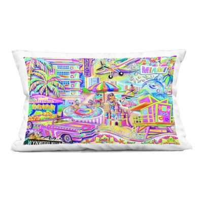 Coussin décoratif imprimé Miami Fun Collage, par Jess Stempel