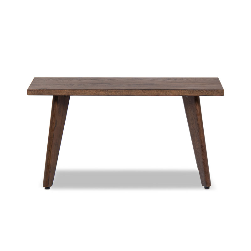 Banc en bois de chêne rouge massif 35,5 po Hawley, Marron foncé, H 18,5 po x l 35,5 po x P 14 po