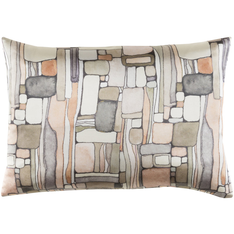 Natural Affinity Geometric Silk Pillow Cover, Orange, Polyester/Polyfill