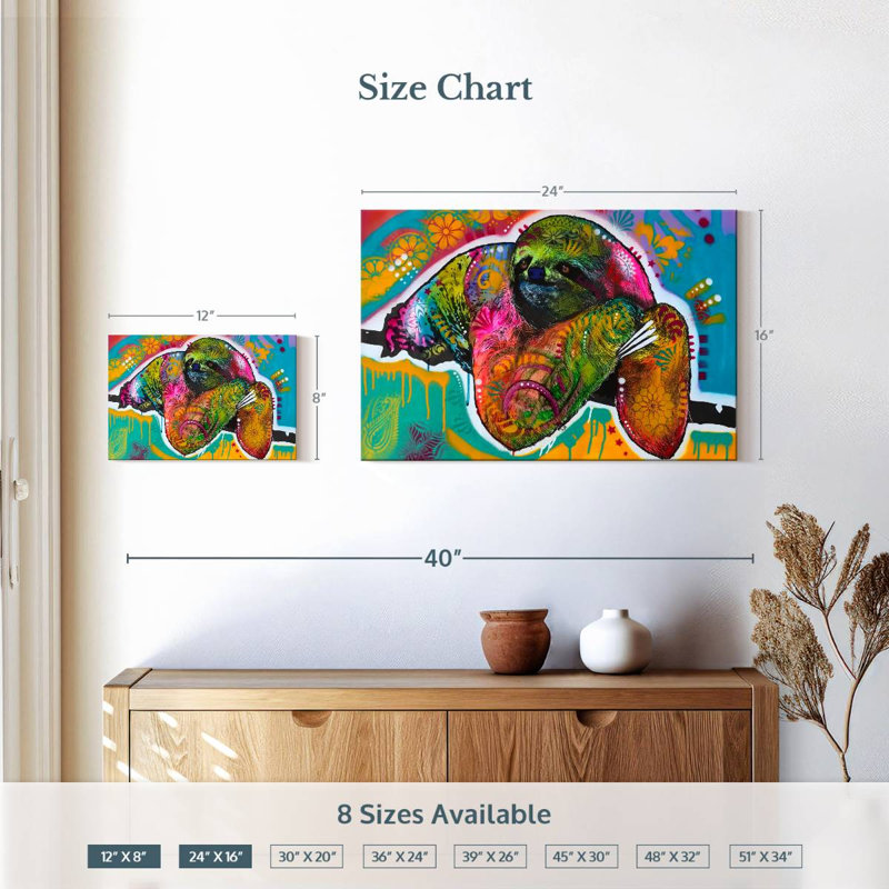 Brampt Colorful Sloth, 16" H x 24" W