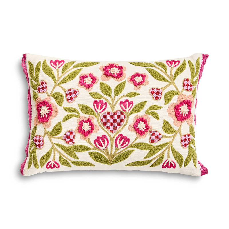 Check Hearts Lumbar Throw Pillow