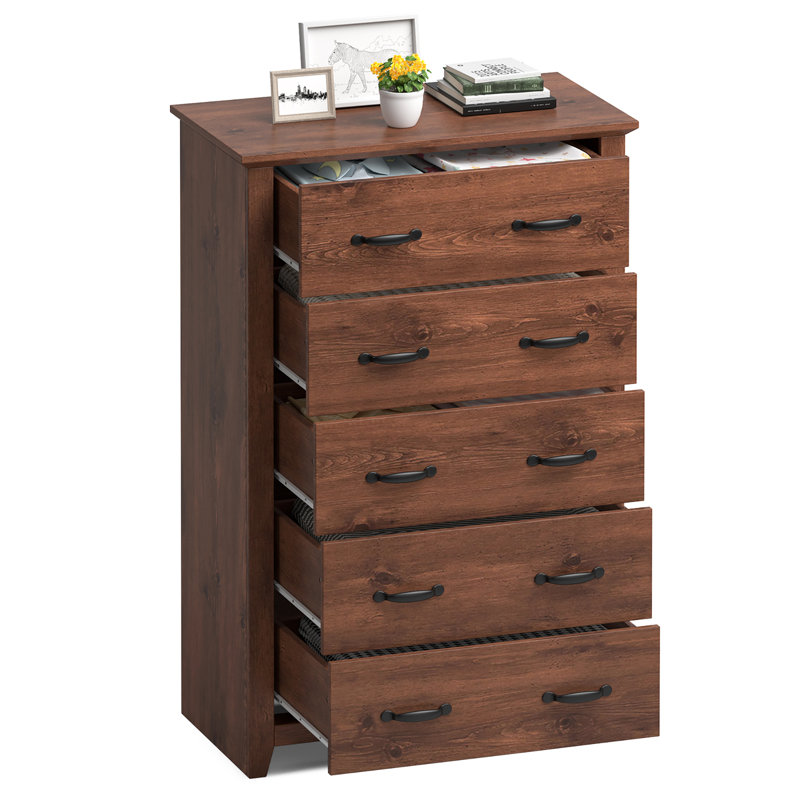 Airlee 31'' W 5 - Drawer Dresser, Dark Brown