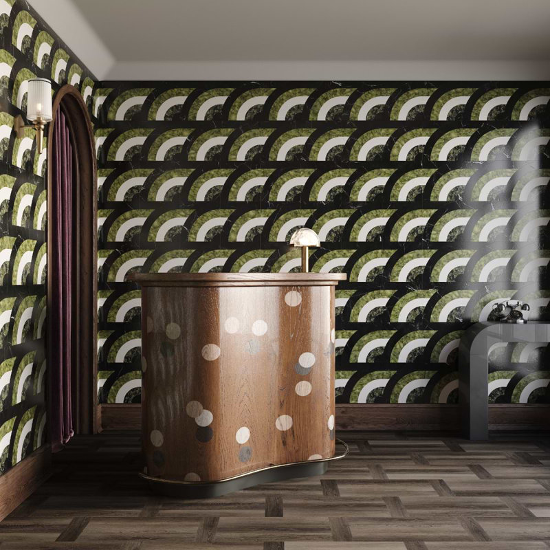 Arc 12X12 Polished Marble Mosaic, Horizontal Soul