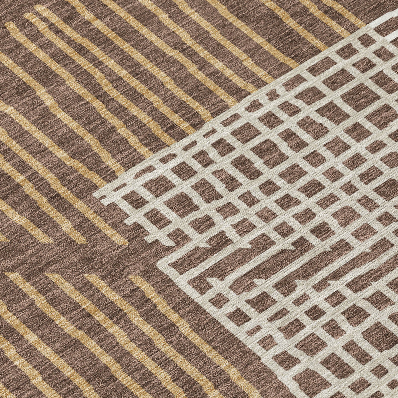 Machine Washable Indoor/Outdoor Jenning ACN2270 Stripes Rug, Rectangle 10' x 14'