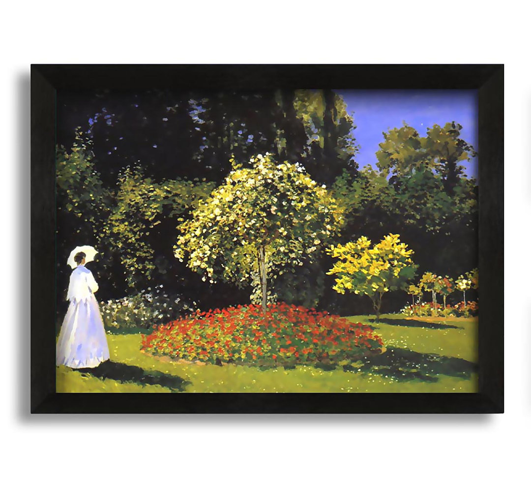 Gerahmtes Leinwandbild Jeanne Marguerite Lecadre In The Garden von Claude Monet