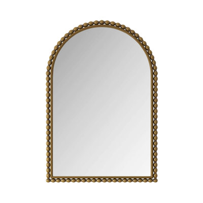 Vintage Iron Art Arch Vanity Mirror, Wall-Mounted or Table-Top, Perfect for Living Room, Bedroom, and Bathroom Decor.