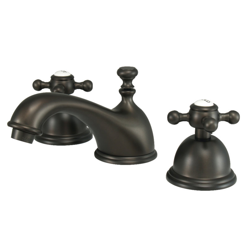 Kingston Brass Vintage Two-Handle 3-Hole Deck Mount Widespread Bathroom Faucet with Brass Pop-Up Drain