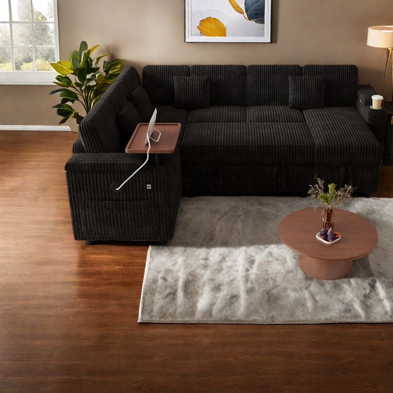 Convertible Storage Sofas, 100 Inch Corduroy Modern Sleeper For Home