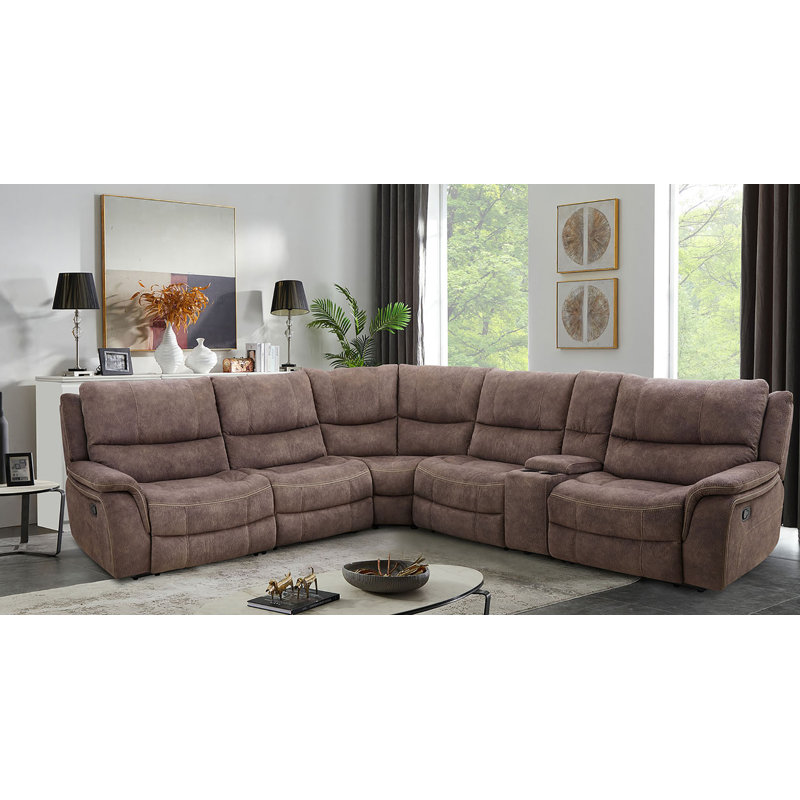 132.4" W Transitional Sectional, Dark Brown