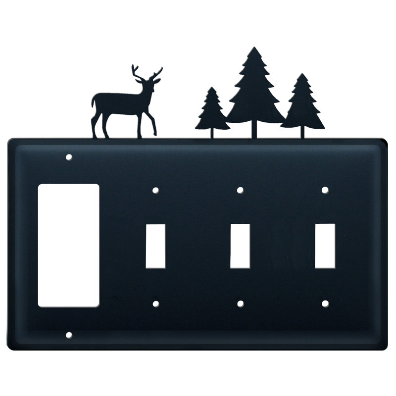 Deer and Pine Trees 4-Gang Toggle Light Switch / Rocker Combination Wall Plate