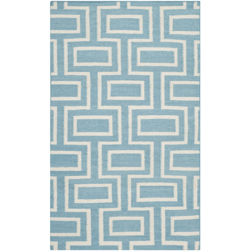 Normal Geometric Wool Hand Woven Area Rug, Rectangle 91 x 152cm