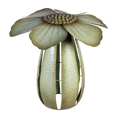 Green Flower Metal Garden Statue, 17in