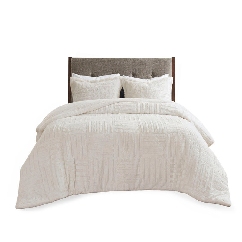 Mini ensemble d'édredon en duvet synthétique, Édredon simple + 2 taies décoratives, Ivoire ivoire