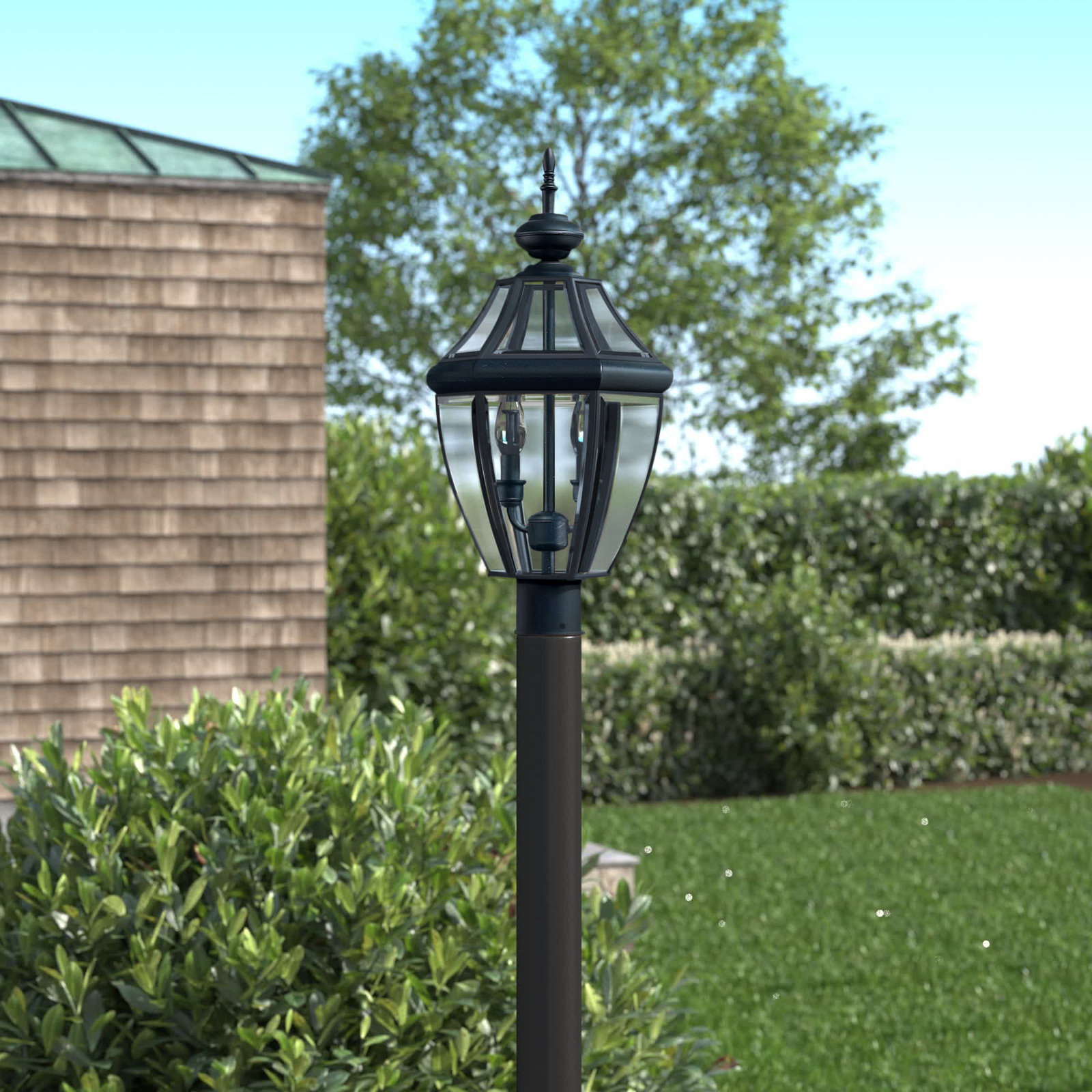 Eirini Beveled Metal Outdoor Lantern Head, Black, No