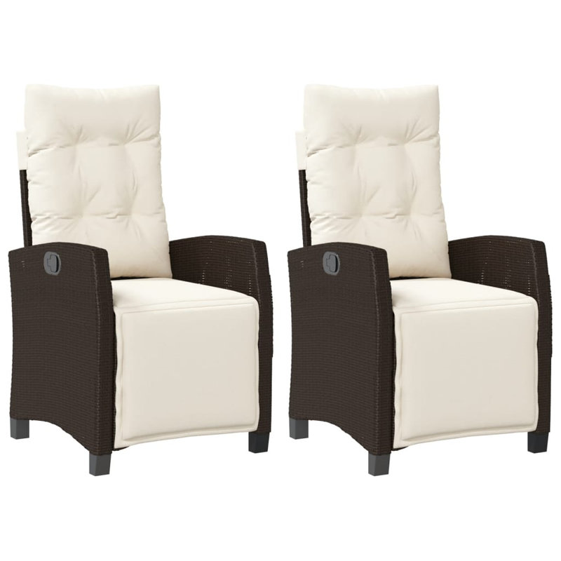 Chaises de patio inclinables 2 pièces avec repose-pieds Lark Manor ™, Brun, Blanc