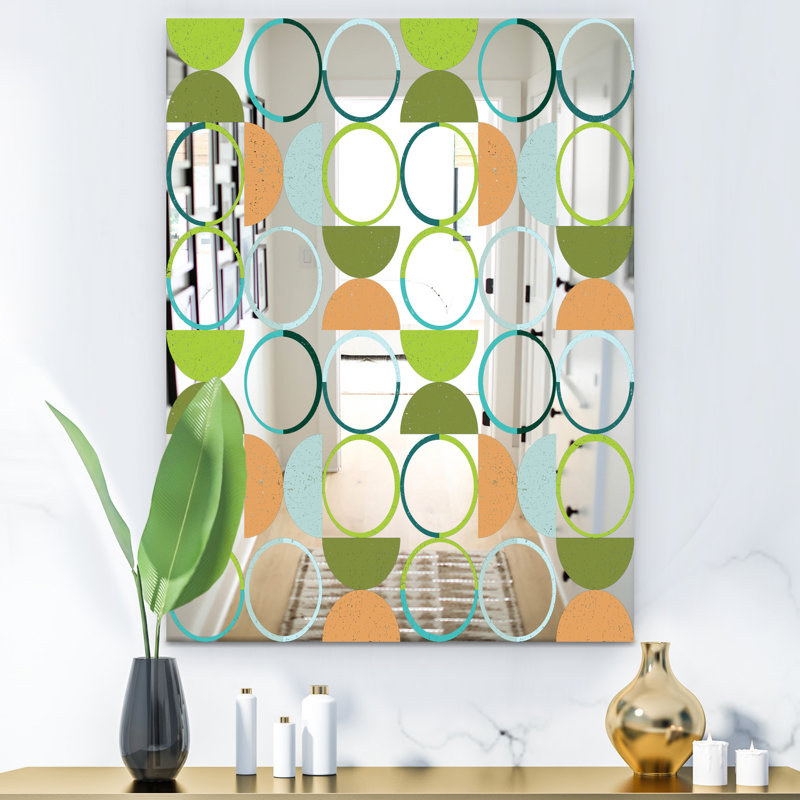 Miroir d'appoint circulaire et moderne, H 39,4 po x l 29,5 po, Bleu / Brun