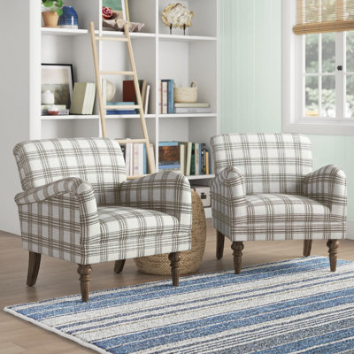 Brixwood Farmhouse 29.5" Wide Polyester Armchair with Solid Wood Legs