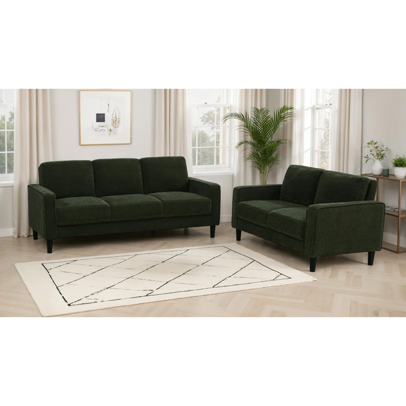 Canapé Mid-Century moderne rembourré pour le salon, 3, Matcha Green