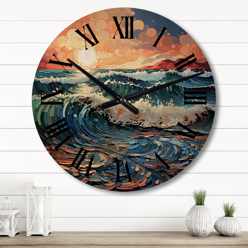 Horloge murale en bois massif Robertsdale, Grand