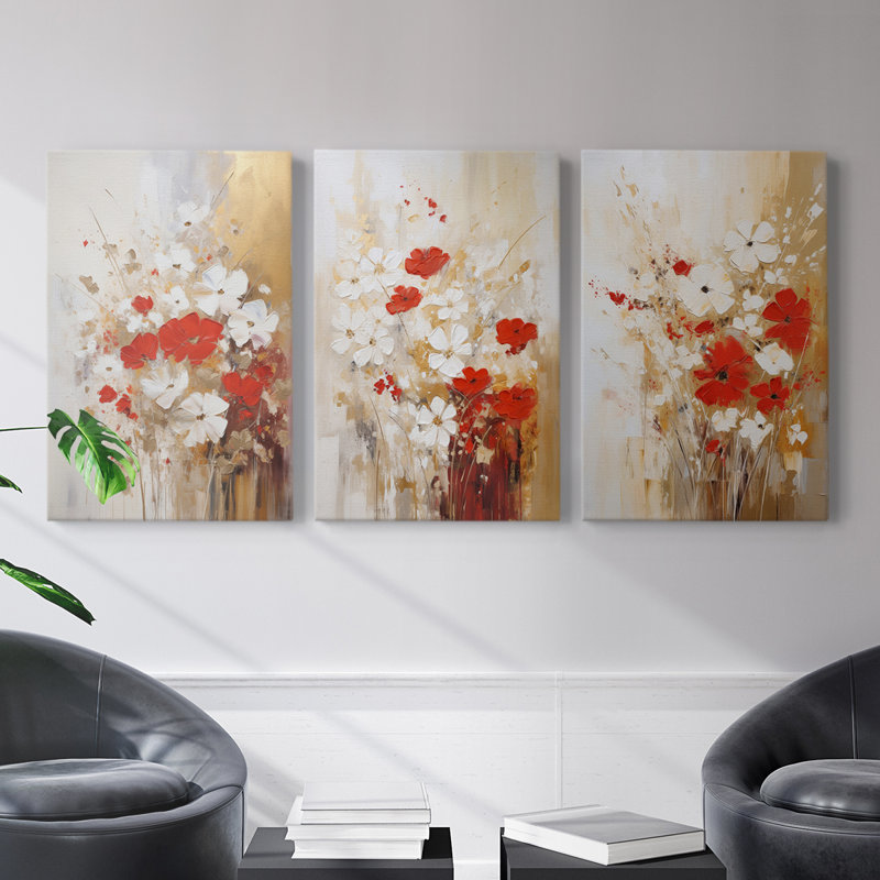 Floral Study Series XCIX - Ensemble de toiles tendues avec châssis Premium - Prêt à être accroché