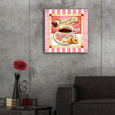 «Tea Delightful Pink Teacup» par Cathy Horvath-Buchanan, art mural en verre acrylique