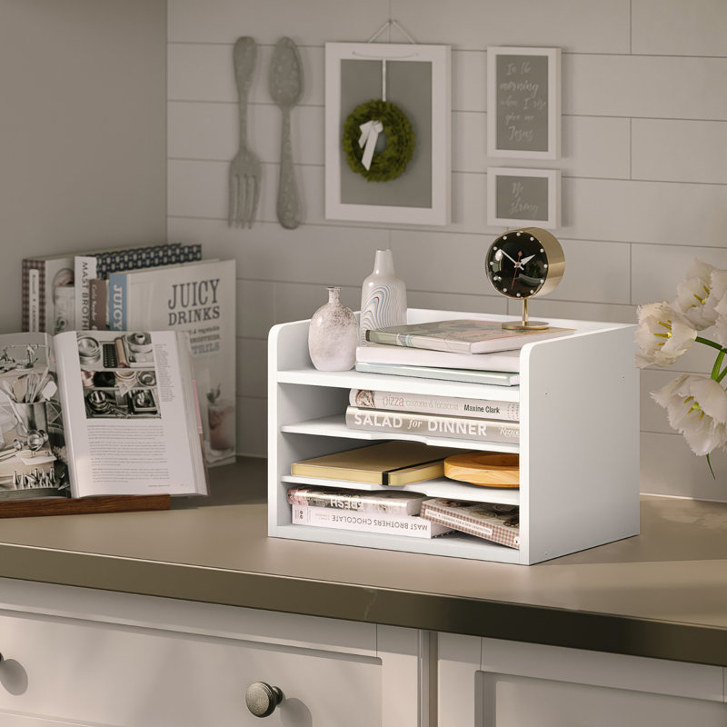 Logan 4-Tier Open-Top Paper, Mail And File Organizer, White