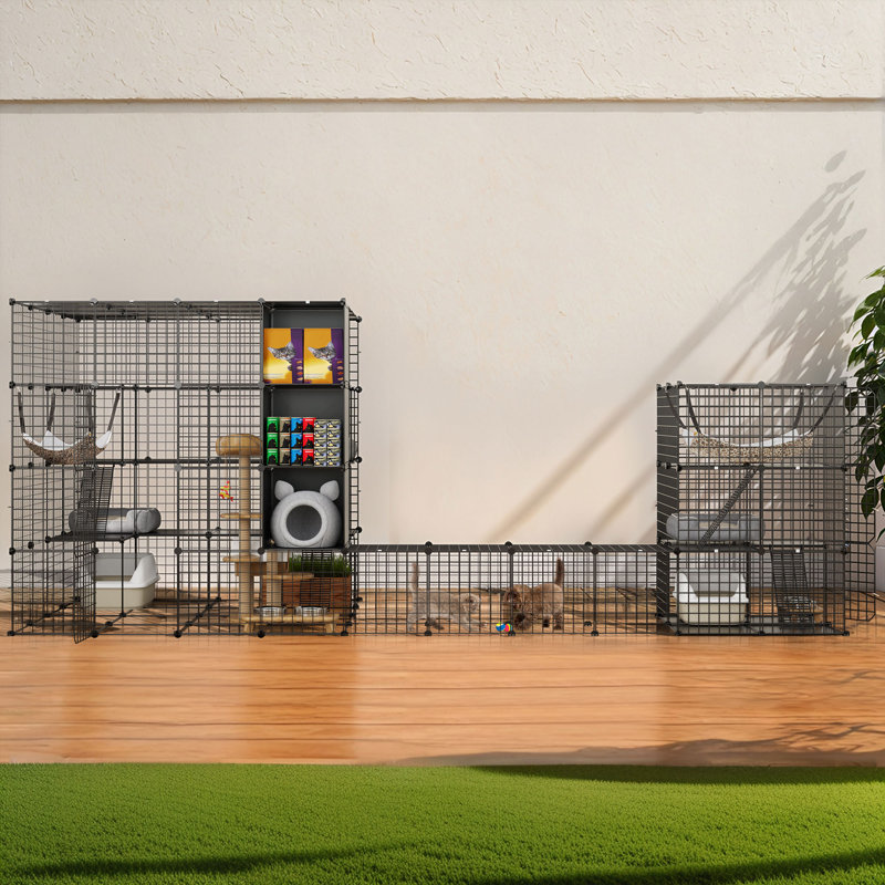 Large Cat Playpen and Cat Cage with Tunnel and Hammock