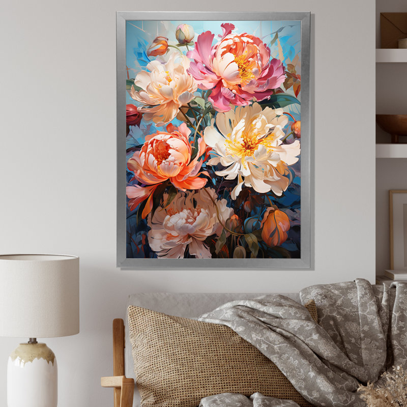 Peony Petal Poetry III sur toile, Cadre photo argenté, H 40 po x l 30 po x P 1,5 po