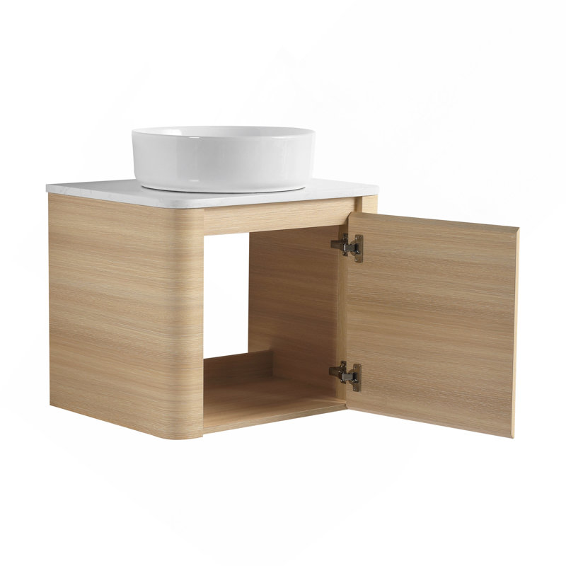 Meuble-lavabo mural 24 po avec lavabo d'art en céramique et 1 porte à fermeture en douceur, contreplaqué, 24"
