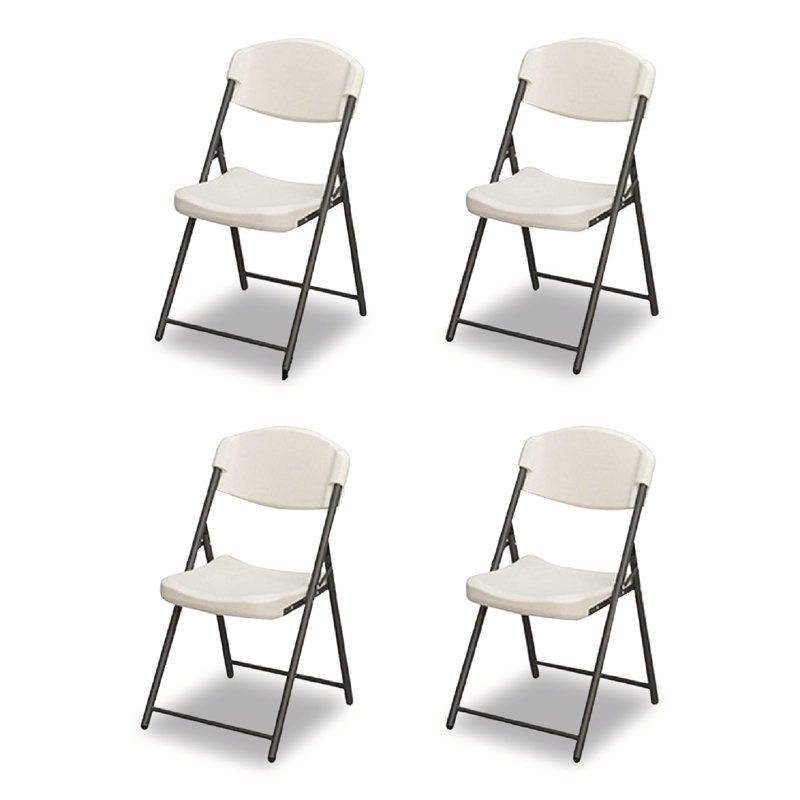 Ensemble de 4 chaises pliantes empilables en plastique Inbox Zero Maegan, Blanc / noir