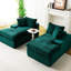 Chaise longue double recouverte de velours tortue, garnie de mousse comprimée, confortable pour 2 personnes dans un coin salon.