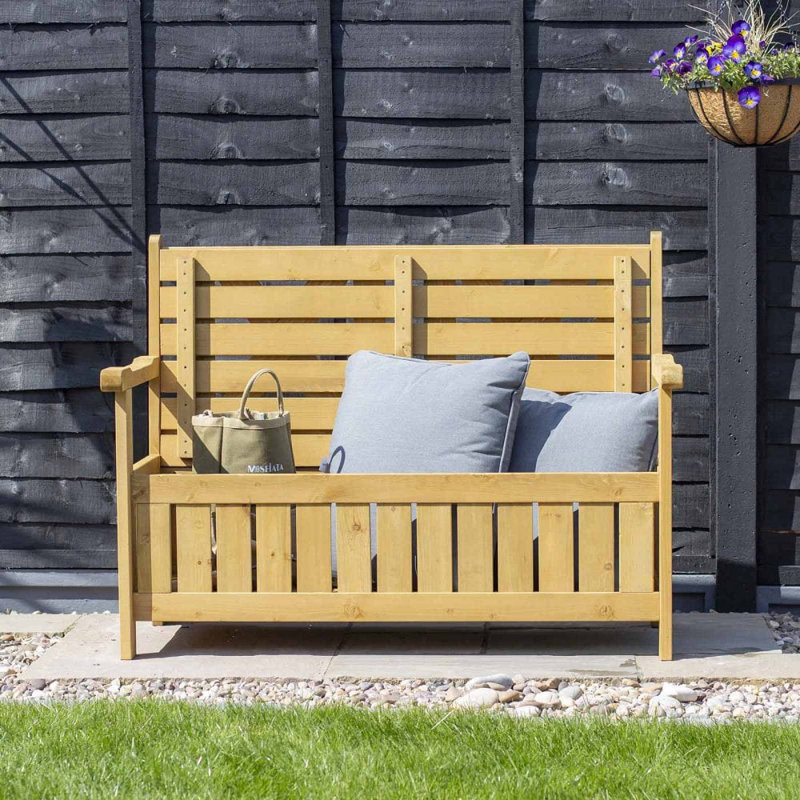 Wooden Under Seat Storage Bench, Natural