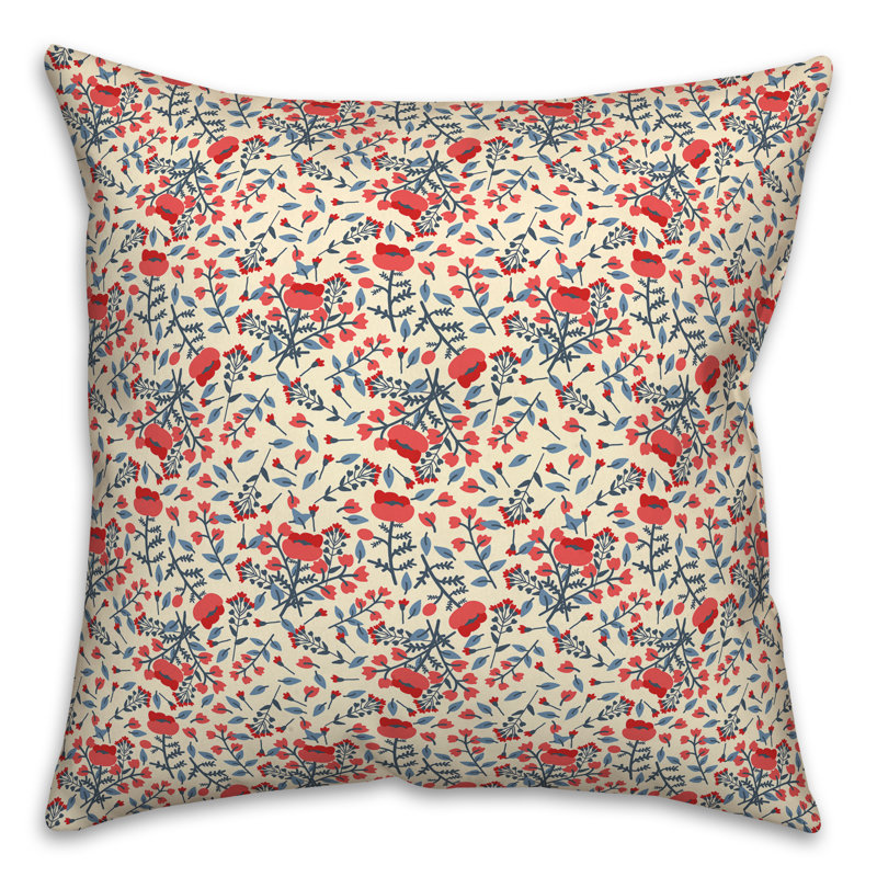 Floral Reversible Throw Pillow, 16" H x 16" W