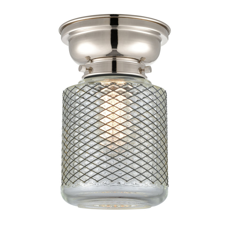 Iyana Glass Flush Mount, No Bulb Included, Polished Nickel