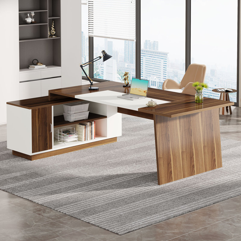 70.5'' L-Shaped Executive Desk with Cabinet