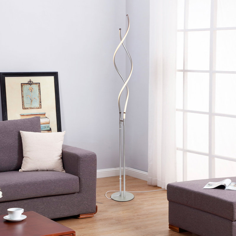 Embrace 60" Matte Nickel Industrial LED Floor Lamp