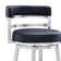 Deherrera Modern Swivel Counter or Bar Stool with Open Low Back and Footrest in Metal and Faux Leather