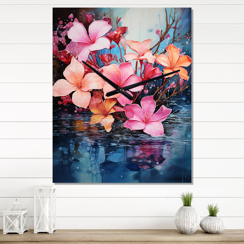 Aridai - Horloge murale surdimensionnée Plumeria, Petit