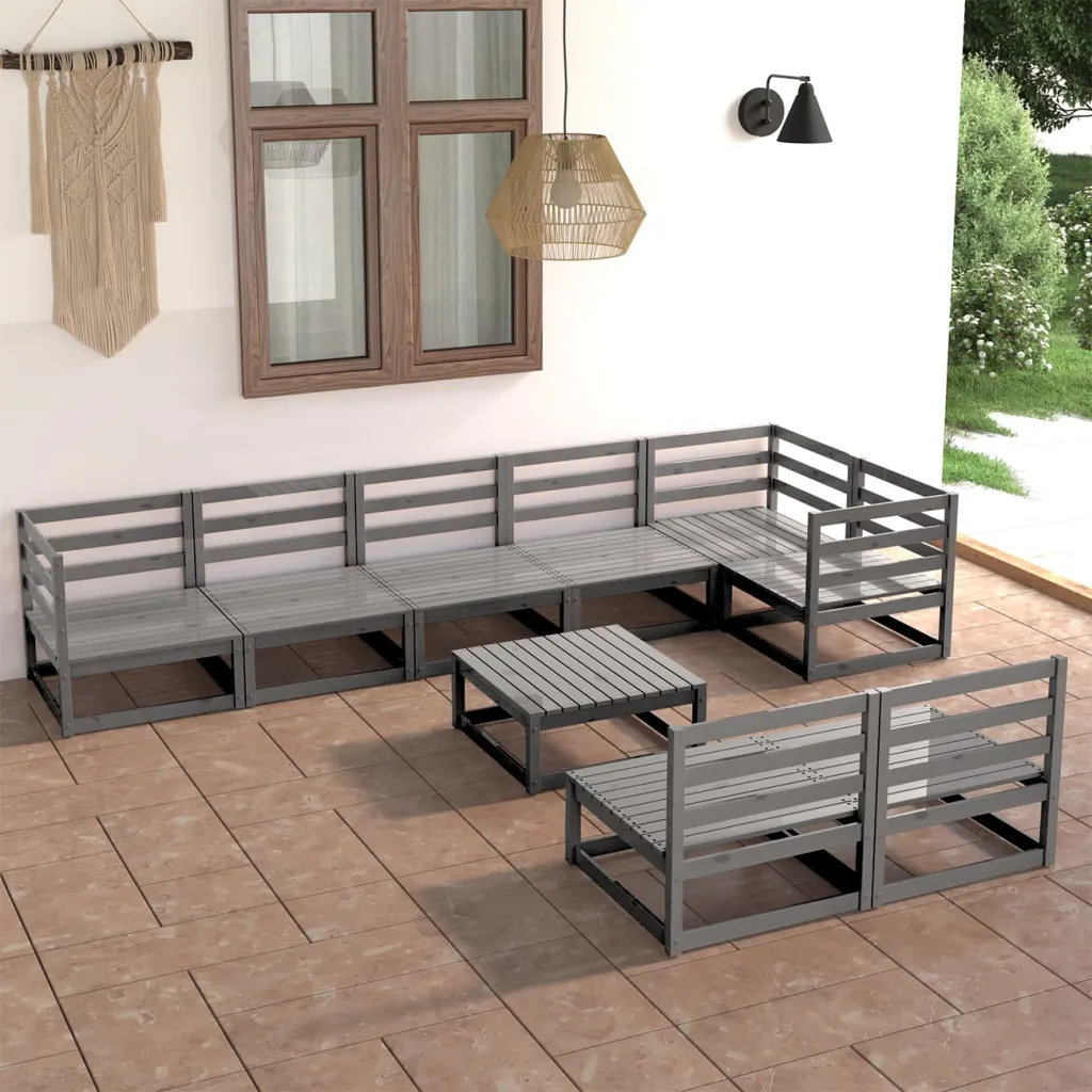 8-Sitzer Lounge-Set Dygert aus Massivholz