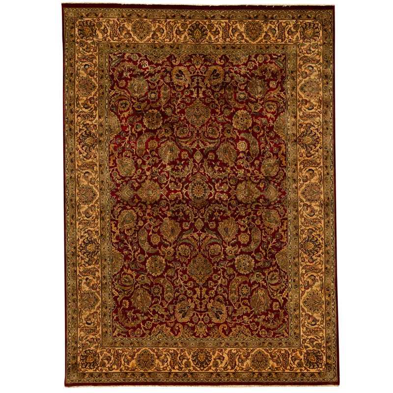 High-Quality Hand-Knotted Red And Cream Area Rug