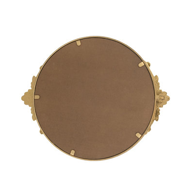 Plateau rond de style rococo avec cadre en fer doré et accents floraux