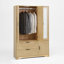 Garde-robe avec miroir, garde-robe à DEL avec portes et 2 tiroirs, armoire de rangement en bois avec tringle, tablettes réglables